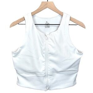 Sports Bra Women’s Ajisai High Neck Front Zipper White Size-XL NWT